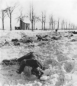 Captured American soldiers massacred on December 17, 1944 at Malmedy, Belgium